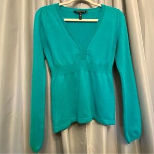 50% off w ♥️ BCBG Max Azria 100% Cashmere long Sleeve Sweater aqua green blue M